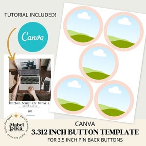 3,5-Zoll-Button, CANVA-Vorlage, 3,312-Zoll-Kreise, Digital Template, Mabel und Bea