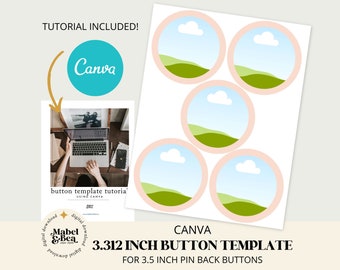 3.5 inch Pin Back Button CANVA Template (Digital Download)