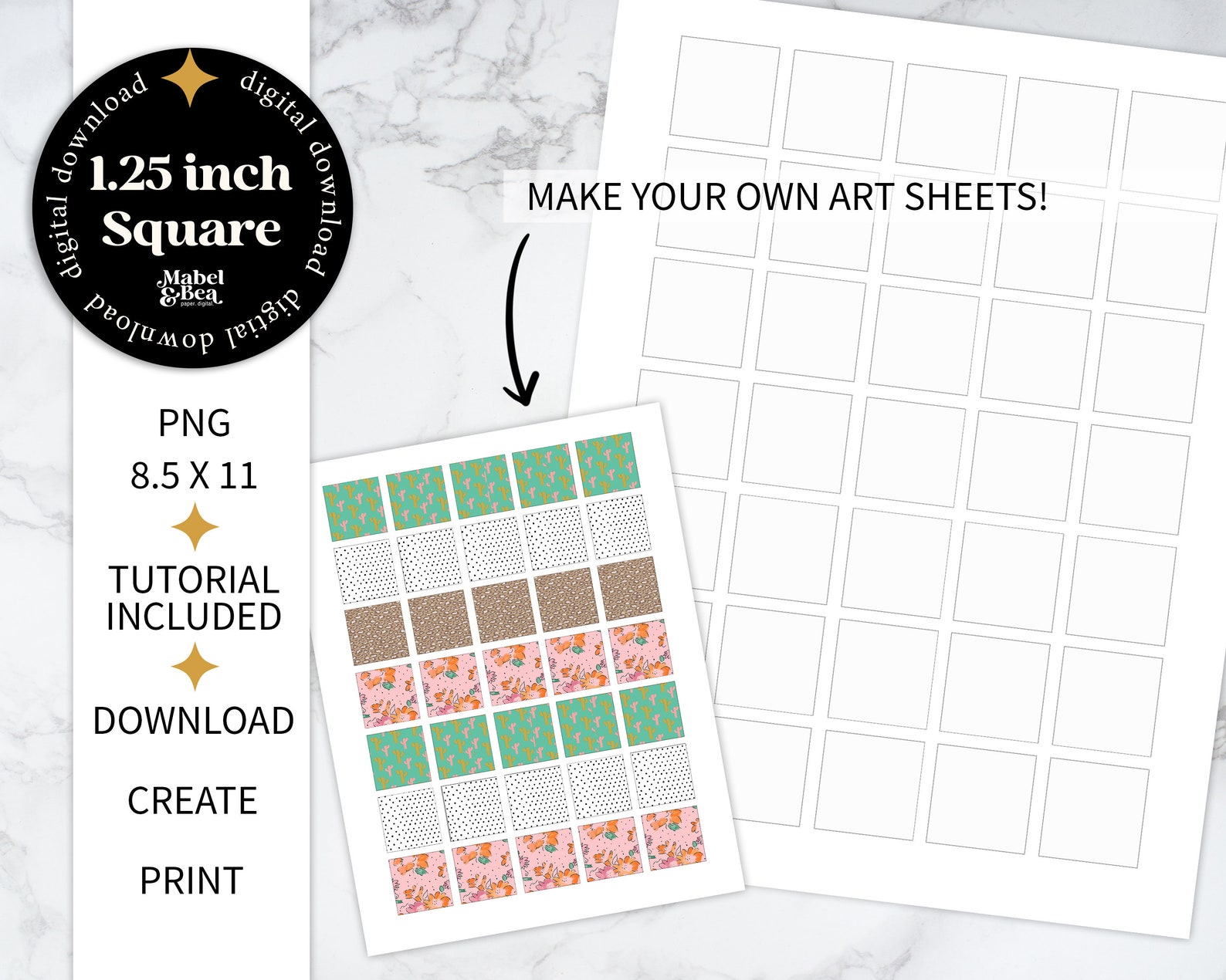 1.25 Inch SQUARE TEMPLATE Printable Bottle Cap Jewelry - Etsy