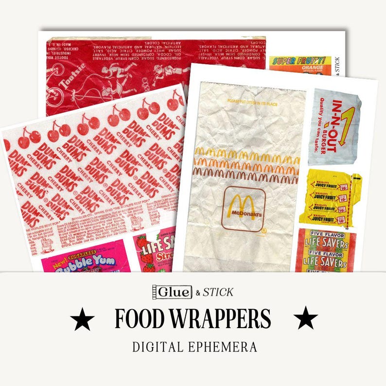 Food Wrappers Digital Collage Sheet for Junk Journaling and Crafts - Etsy