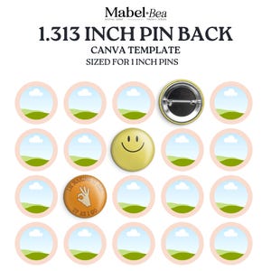 1 inch Pin Back Button CANVA Template (Digital Download)