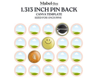 1 inch Pin Back Button CANVA Template (Digital Download)