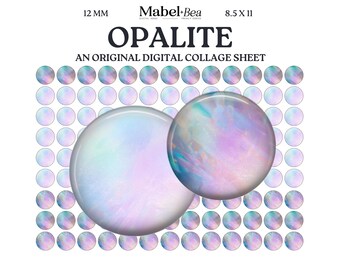 Opalite 12mm Digital Collage Sheet – Printable cabochon for earrings, charms