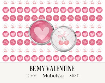 Valentine's Day 12mm Circle Images: Jewelry Tray Inserts (Digital Download)