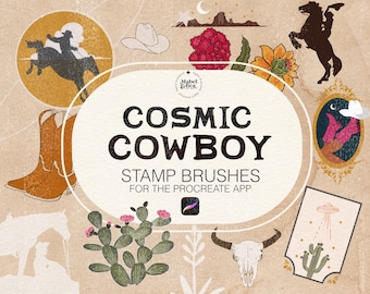 Cosmic Cowboy Stamp Brushes for the Procreate App by Mabel and Bea