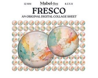 Fresco 12mm Digital Collage Sheet – Printable cabochon for earrings, charms