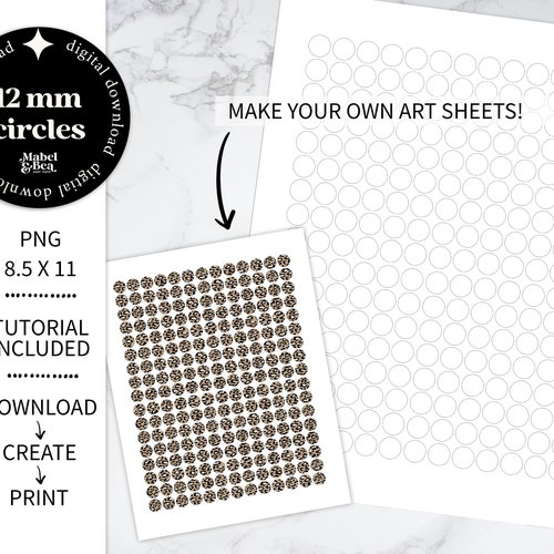 12 Mm Circle TEMPLATE Printable Bottle Cap Jewelry - Etsy