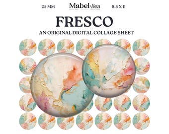 Fresco 25 mm Digital Collage Sheet – Printable cabochon for earrings, charms