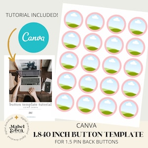 1,5-Zoll-Button, CANVA-Vorlage, 500-cm-Kreise, digitaler Download, Mabel und Bea