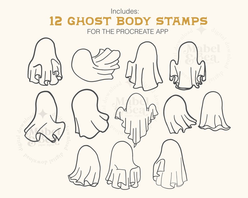 The Ghost Creator Stamp Brushes for the Procreate App by Mabel and Bea ...