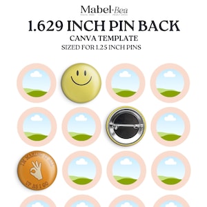 1.25 inch Pin Back Button CANVA Template (Digital Download)