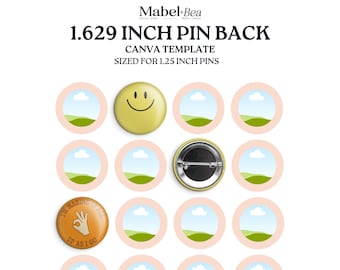 1.25 inch Pin Back Button CANVA Template (Digital Download)