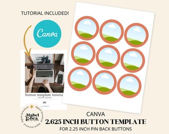 2.25 inch Pin Back Button CANVA Template (Digital Download)