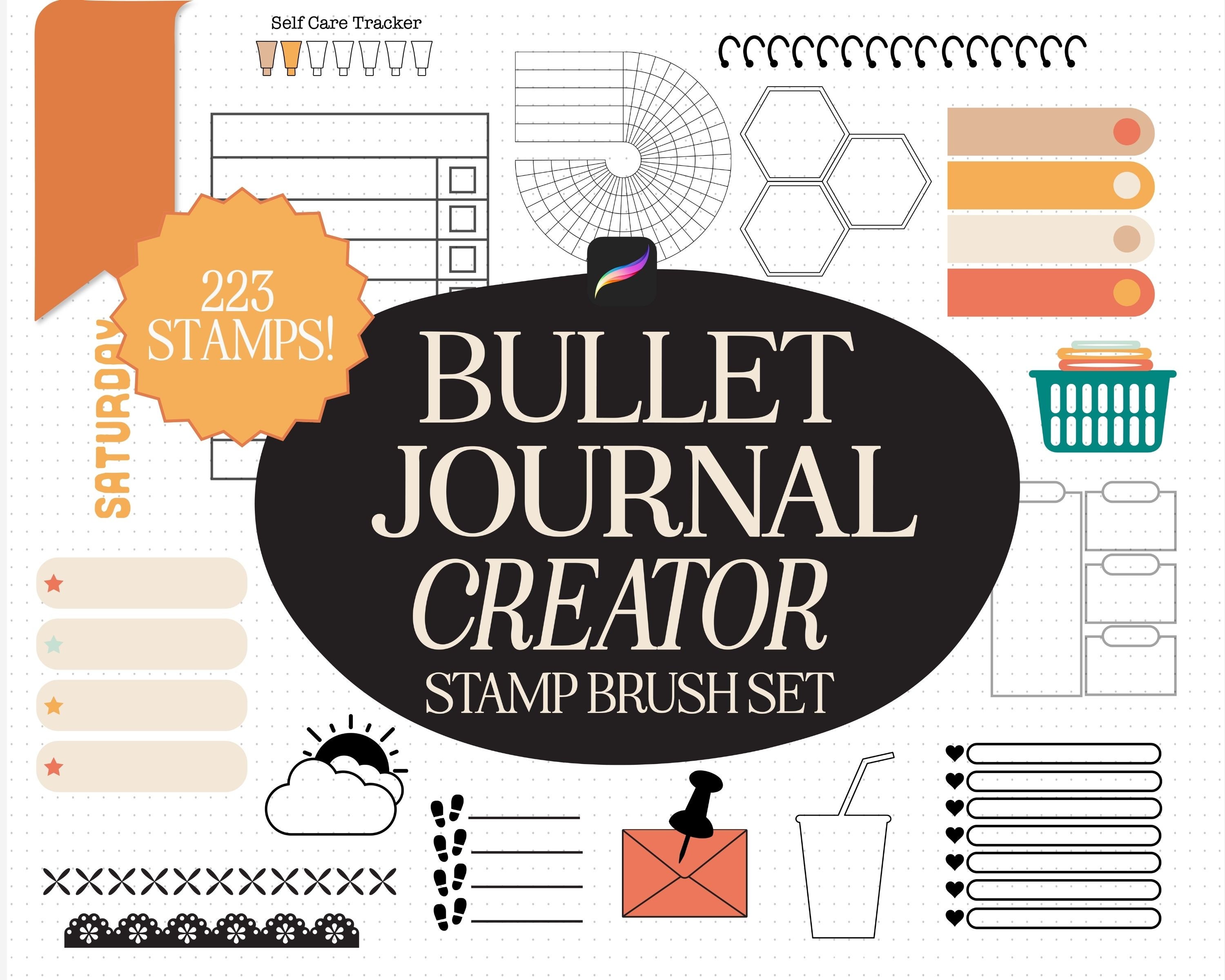 Bullet Journal Creator Stamp Brush Set for Procreate | 223 Stamps + PDF Papers by Mabel & Bea