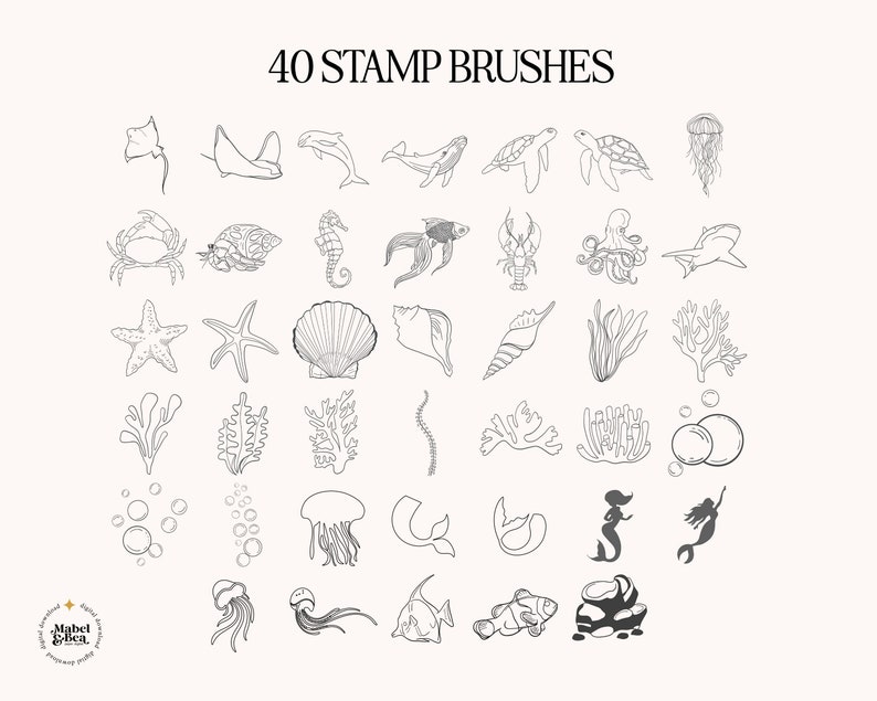 Under the Sea Stamp Brushes for the Procreate App by Mabel and Bea - Etsy