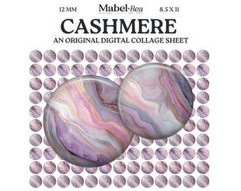 Cashmere 12mm Digital Collage Sheet – Printable cabochon for earrings, charms