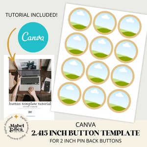 2 zoll Button mit Anstecknadel, CANVA Vorlage, 6 cm Kreise, Digital Download, Mabel und Bea