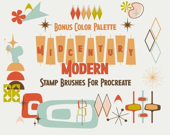 MidCentury Modern Stamp Brushes for the Procreate App by Mabel and Bea