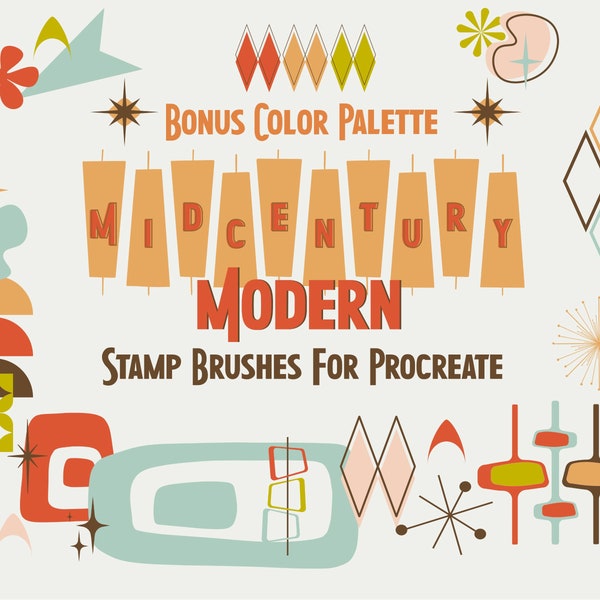 MidCentury Modern Stamp Brushes for the Procreate App by Mabel and Bea