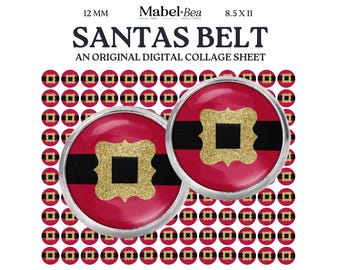 12mm Digital Collage Sheet – Printable Christmas cabochon for earrings, charms