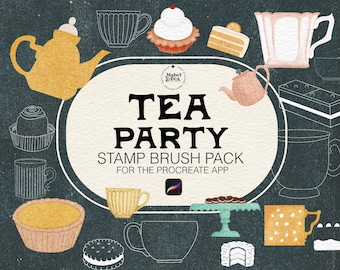 Tea Party Stamp Brush Pack for the Procreate App by Mabel and Bea