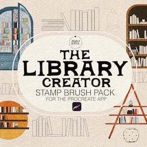 Pinceles para sellos de The Library Creator para la aplicación Procreate de Mabel y Bea