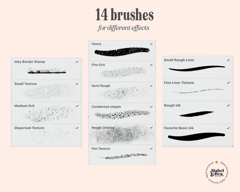Linocut Texture Brushes for the Procreate App by Mabel and Bea image 2