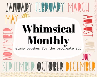 Whimsical Monthly Procreate Stamp Brushes
