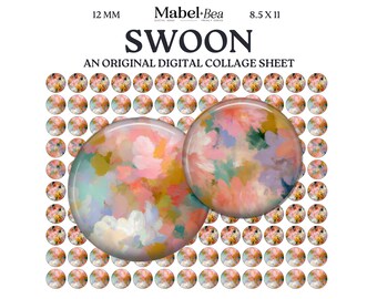 Swoon 12mm Digital Collage Sheet – Printable cabochon for earrings, charms