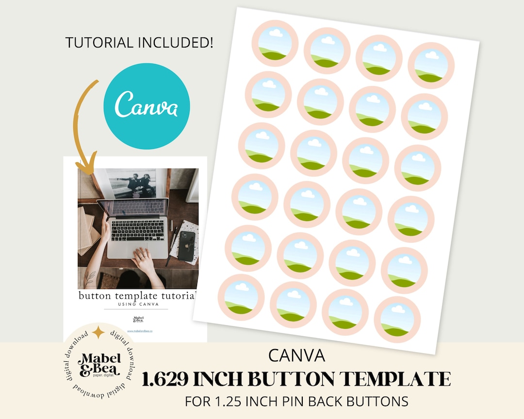 1 25 inch pin back button canva template 1 629 inch circles digital