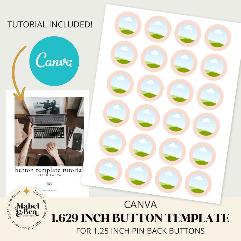 1.25 Buttons Template - Etsy