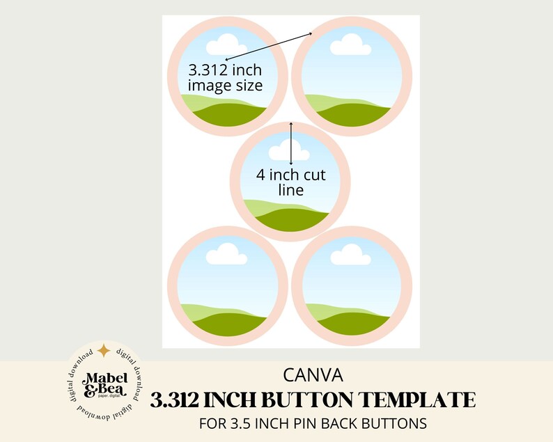 3.5 Inch Button Template 3.5 Inch Pin Back Button CANVA Template (digital Download) - Etsy