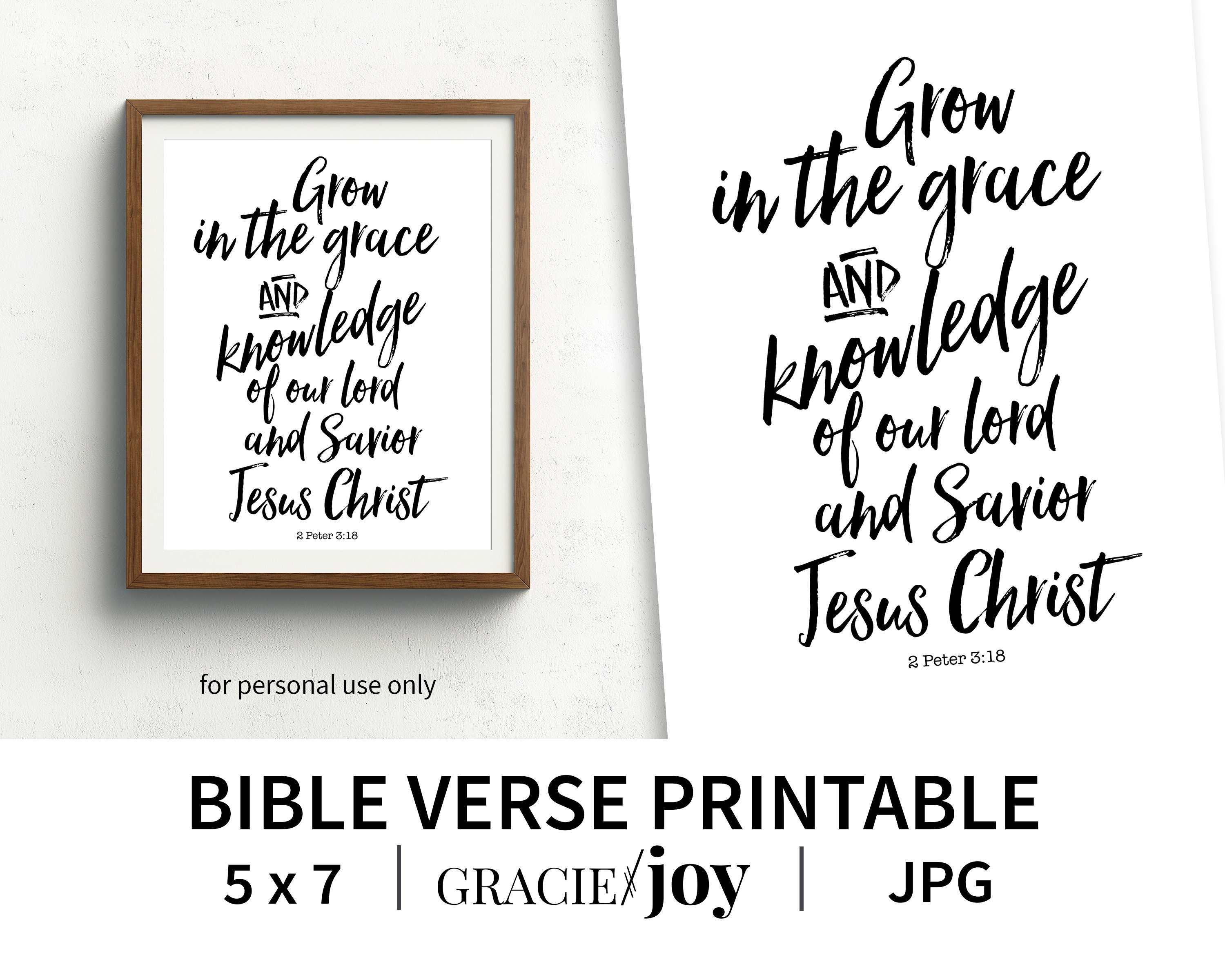 Bible Verse Printable Instant download 5x7 Gracie and Joy | Etsy