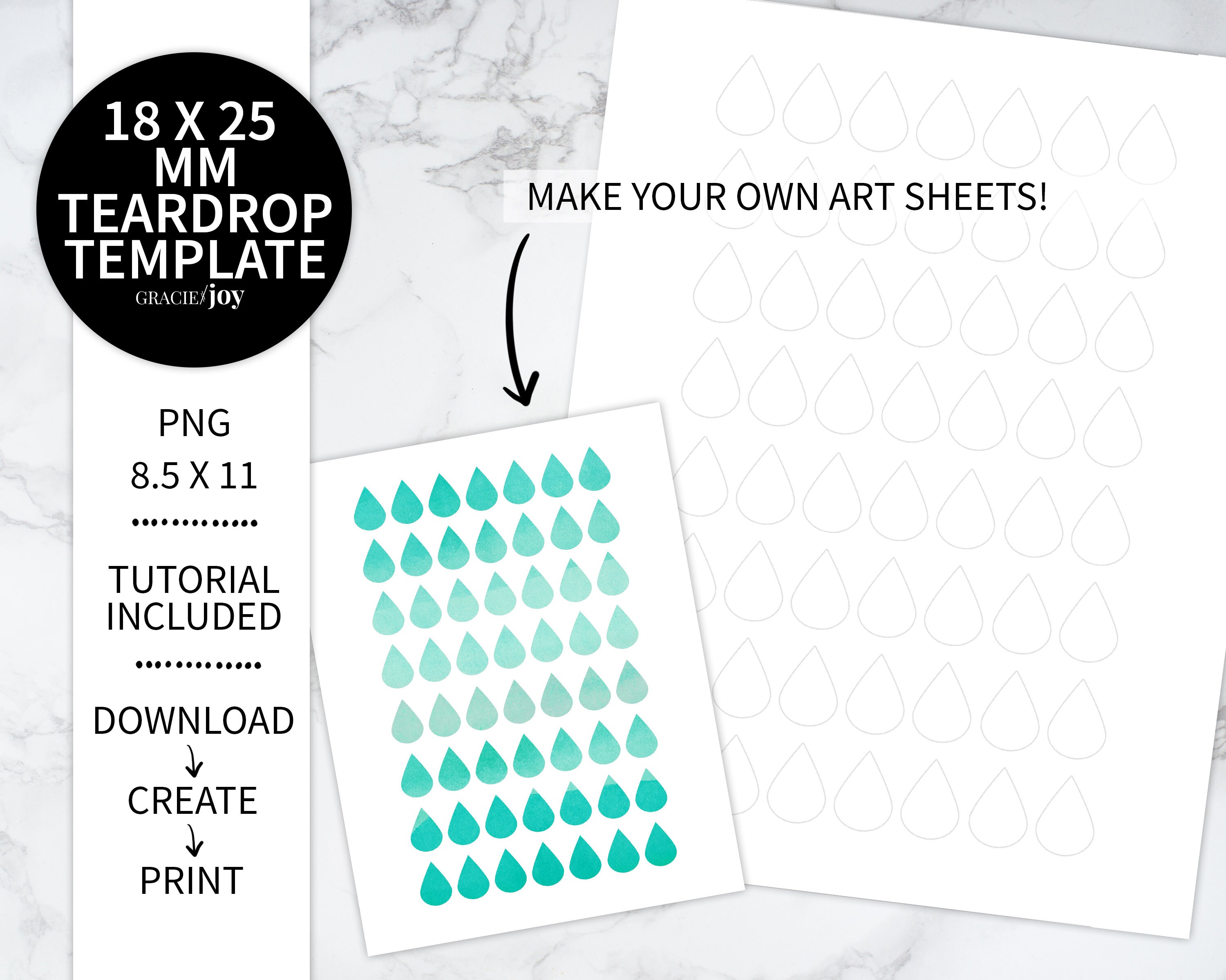 18 x 25 mm Teardrop TEMPLATE printable bottle cap jewelry Etsy