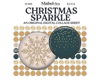 12mm Christmas Digital Collage Sheet – Printable cabochon digital download for earrings, charms