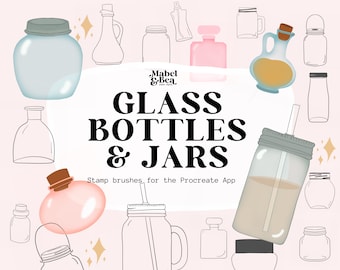 Glass Bottle and Jar Stamp Brushes for Procreate by Mabel and Bea