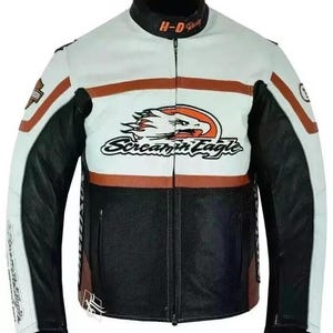 Harley davidson moterbike Men&#39;s Raceway Screaming Eagle leather jacket.