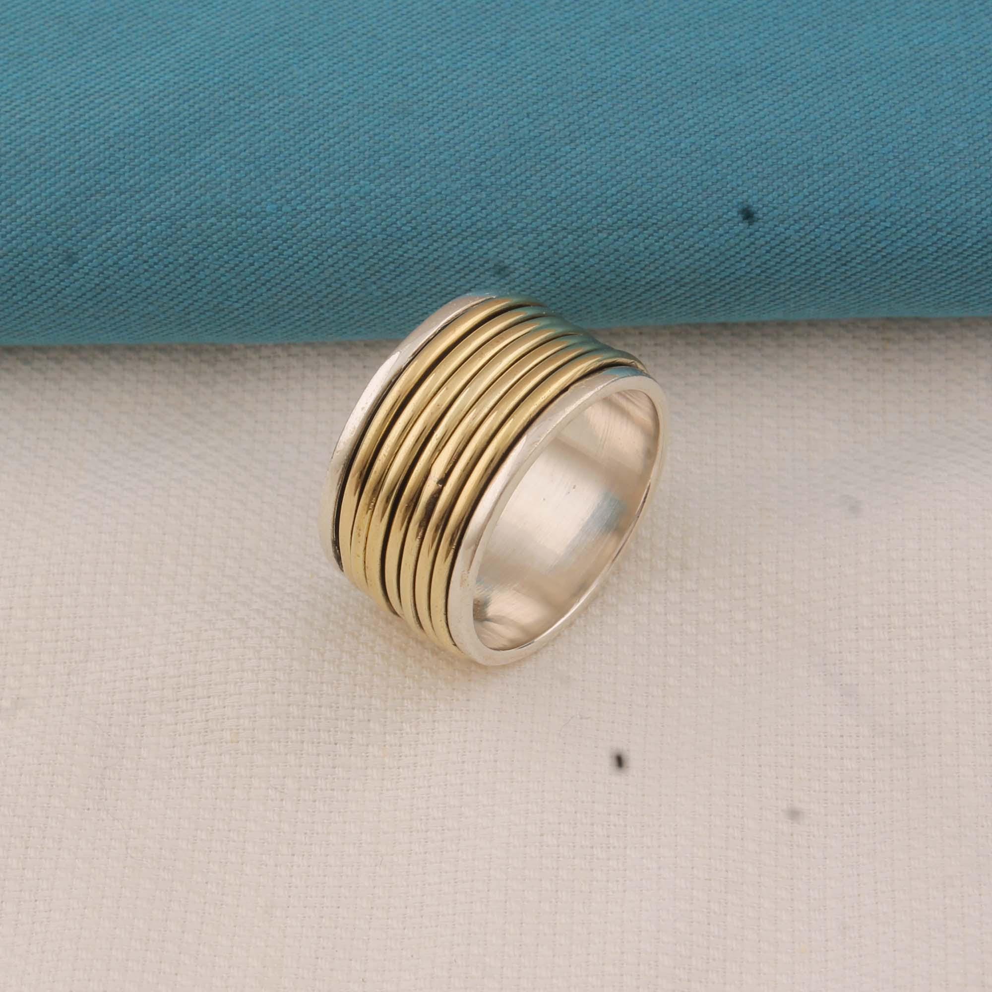 Turnt Silver Rings Two-tone Silver Plated Spinner Ring - Handmade Designer Ring - Etsy