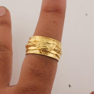 22k Gold Plated Brass Spinner Ring: Floral Indian Design