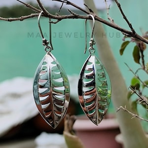 Sterling Silver Leaf Earrings: Boho Nature Inspired Jewelry