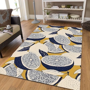 Lemon Kitchen Accent Rug: Playful Citrus Pattern, Modern Style