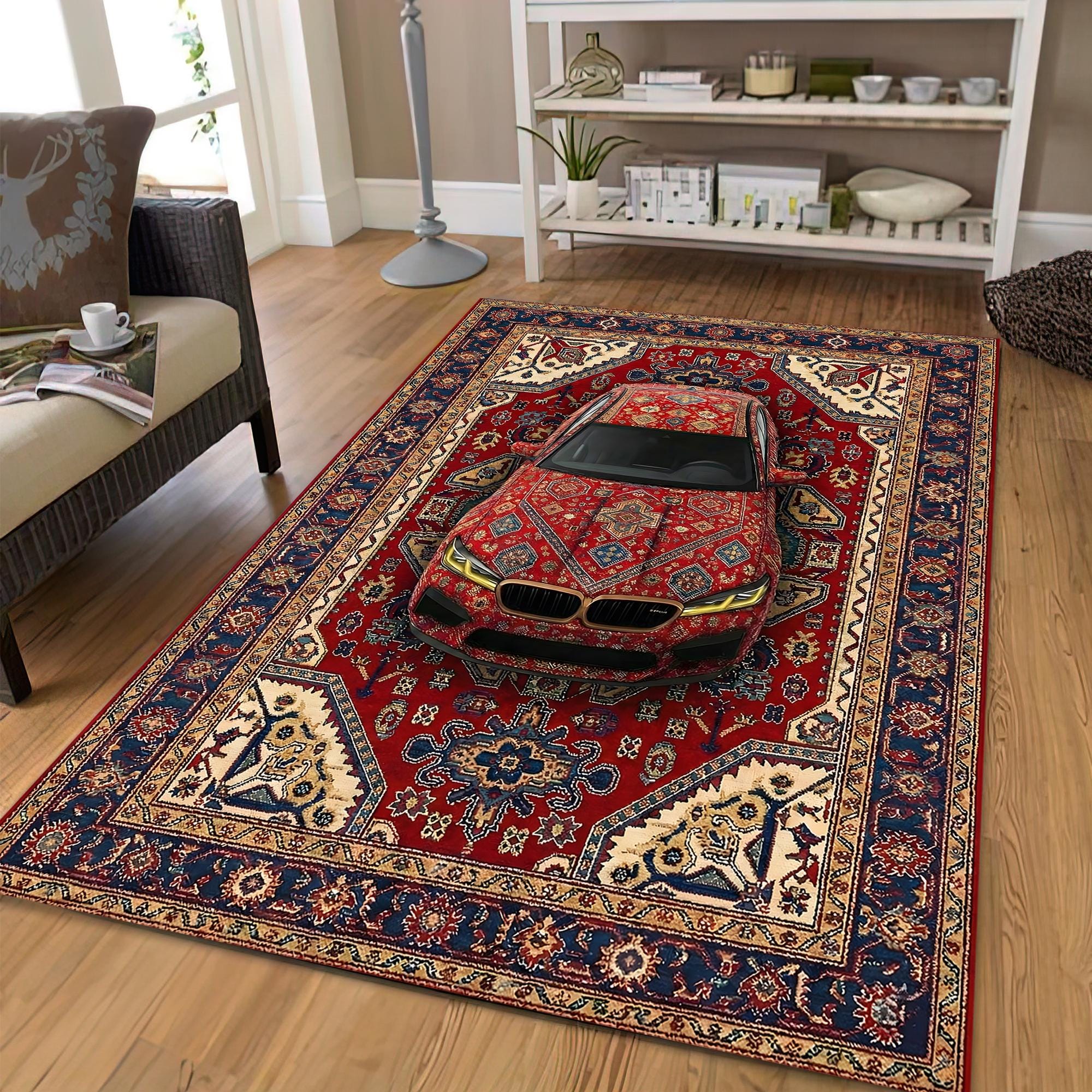 Oriental Area Rug, Turkish Style Luxury Car Carpet, Red