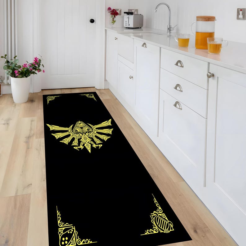 Runner rug,Modern rug,Legend of Zelda rug,Home decor,Corridor rug,Printed rug,Luxury decor,Unique Gift,Nonslips rug,Stair rug ,Zelda Symbols Rug
,Printed runner rug,Custom rug