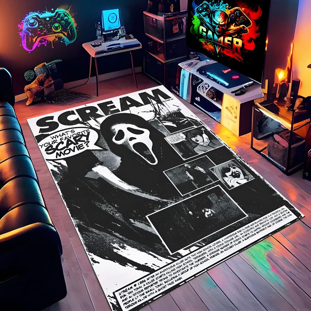 Ghostface Scream Movie Rug: Vintage 90s Horror Decor - Etsy