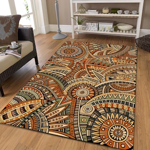 Tapis à motif tribal, décoration bohème ethnique, style du sud-ouest des États-Unis, art amérindien, lavable, antidérapant