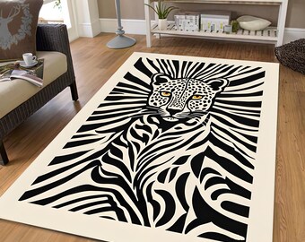 Leopard Print Rug: Modern Animal Print, Living Room Decor