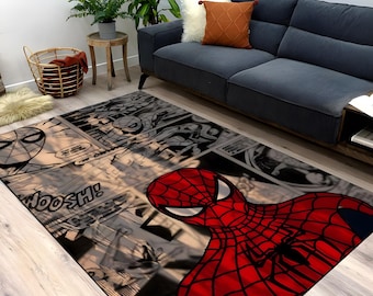 Spidey Comic Art Rug: Superhero Boys Room Decor