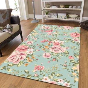 Vintage Rosen Teppich: Florales Shabby Chic Cottagecore Dekor