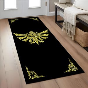Runner rug,Modern rug,Legend of Zelda rug,Home decor,Corridor rug,Printed rug,Luxury decor,Unique Gift,Nonslips rug,Stair rug ,Zelda Symbols Rug
,Printed runner rug,Custom rug