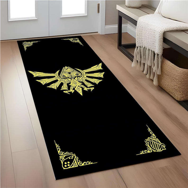 Runner rug,Modern rug,Legend of Zelda rug,Home decor,Corridor rug,Printed rug,Luxury decor,Unique Gift,Nonslips rug,Stair rug ,Zelda Symbols Rug
,Printed runner rug,Custom rug